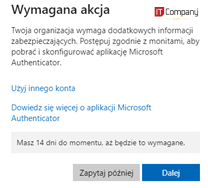 Wymagana akcja outlook