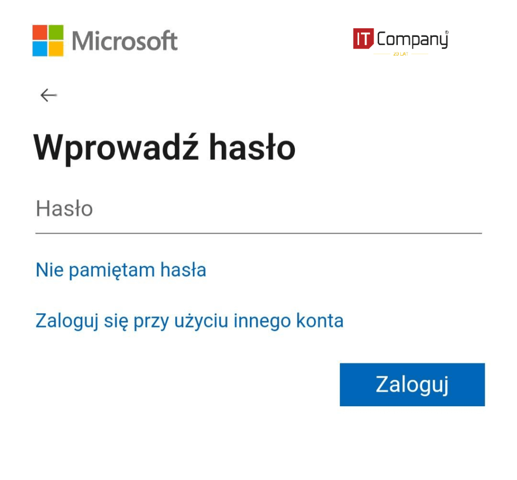 Wprowadź hasło - Microsoft